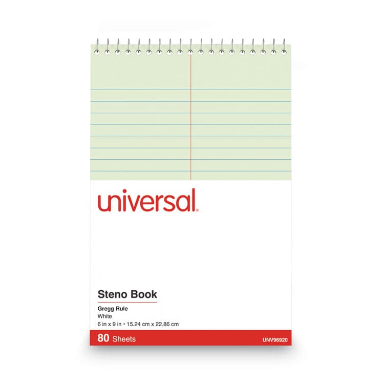 UNIVERSAL OFFICE PRODUCTS Steno Pads, Red Cover, Gregg Rule, (80) Green-Tint 6 x 9 Sheets (UNV86920) thumbnail 2
