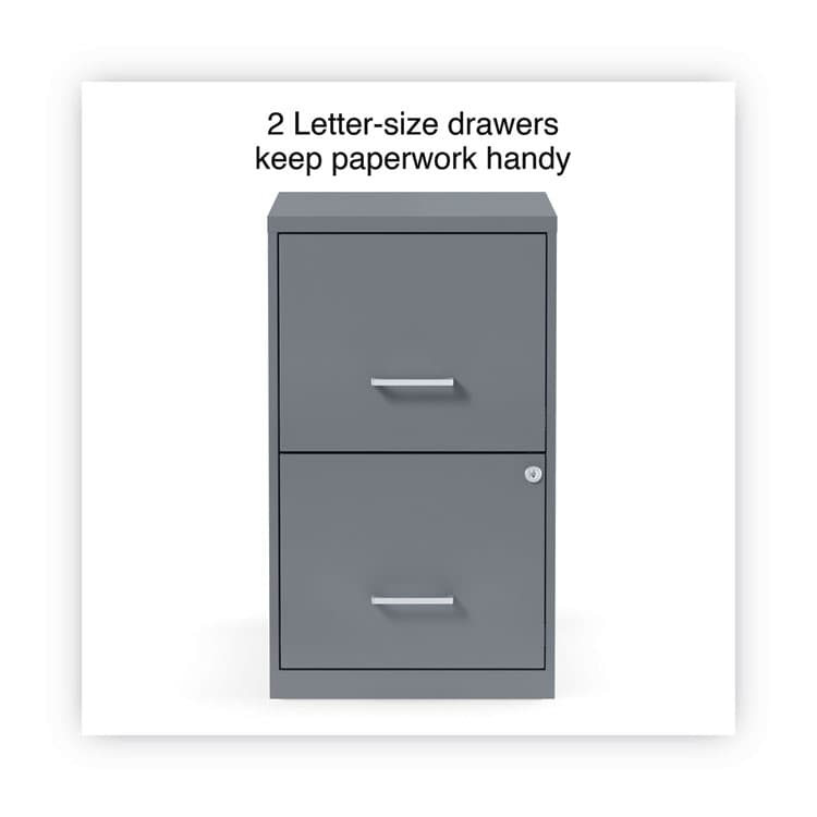 ALERA Soho Vertical File Cabinet, 2 Drawers: File/File, Letter, Charcoal, 14" x 18" x 24.1" (ALESVF1824CH)