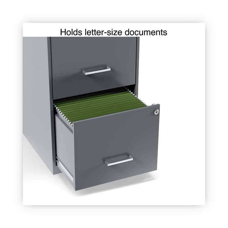 ALERA Soho Vertical File Cabinet, 2 Drawers: File/File, Letter, Charcoal, 14" x 18" x 24.1" (ALESVF1824CH) thumbnail 2