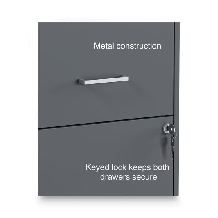 ALERA Soho Vertical File Cabinet, 2 Drawers: File/File, Letter, Charcoal, 14" x 18" x 24.1" (ALESVF1824CH) thumbnail 4