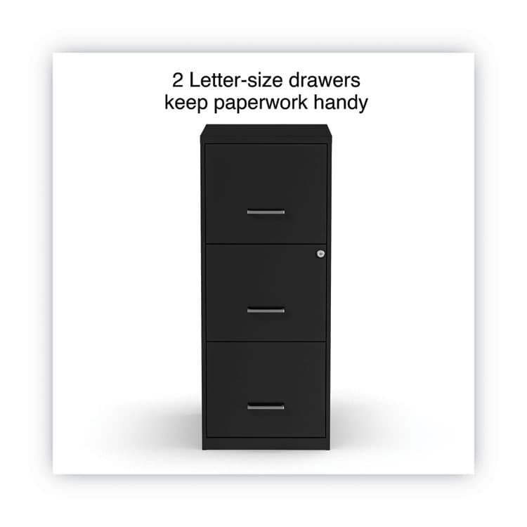 ALERA Soho Vertical File Cabinet, 3 Drawers: File/File/File, Letter, Black, 14" x 18" x 34.9" (ALESVF1835BL) thumbnail 2