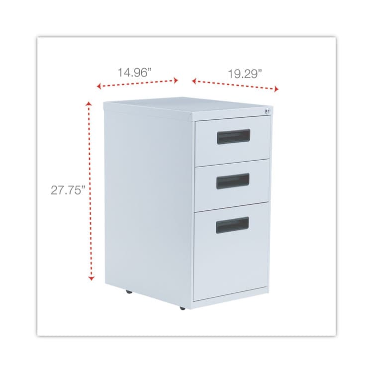 ALERA File Pedestal, Left or Right, 3-Drawers: Box/Box/File, Legal/Letter, Light Gray, 14.96" x 19.29" x 27.75" (ALEPABBFLG) thumbnail 3