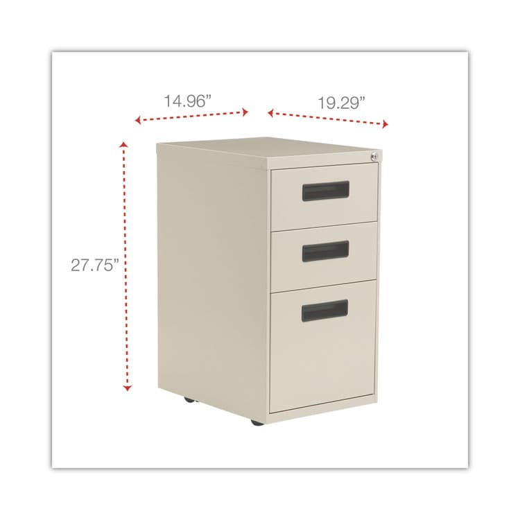 ALERA File Pedestal, Left or Right, 3-Drawers: Box/Box/File, Legal/Letter, Putty, 14.96" x 19.29" x 27.75" (ALEPABBFPY) thumbnail 3