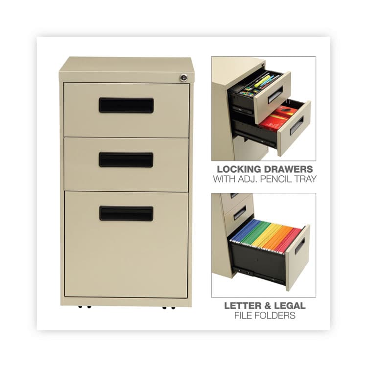 ALERA File Pedestal, Left or Right, 3-Drawers: Box/Box/File, Legal/Letter, Putty, 14.96" x 19.29" x 27.75" (ALEPABBFPY) thumbnail 4