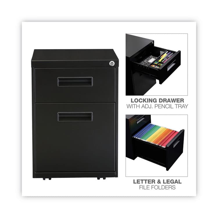 ALERA File Pedestal, Left or Right, 2-Drawers: Box/File, Legal/Letter, Black, 14.96" x 19.29" x 21.65" (ALEPABFBL) thumbnail 4