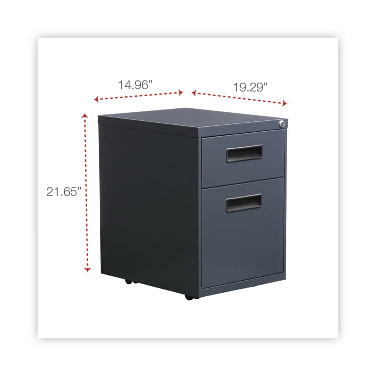 ALERA File Pedestal, Left or Right, 2-Drawers: Box/File, Legal/Letter, Charcoal, 14.96" x 19.29" x 21.65" (ALEPABFCH) thumbnail 3