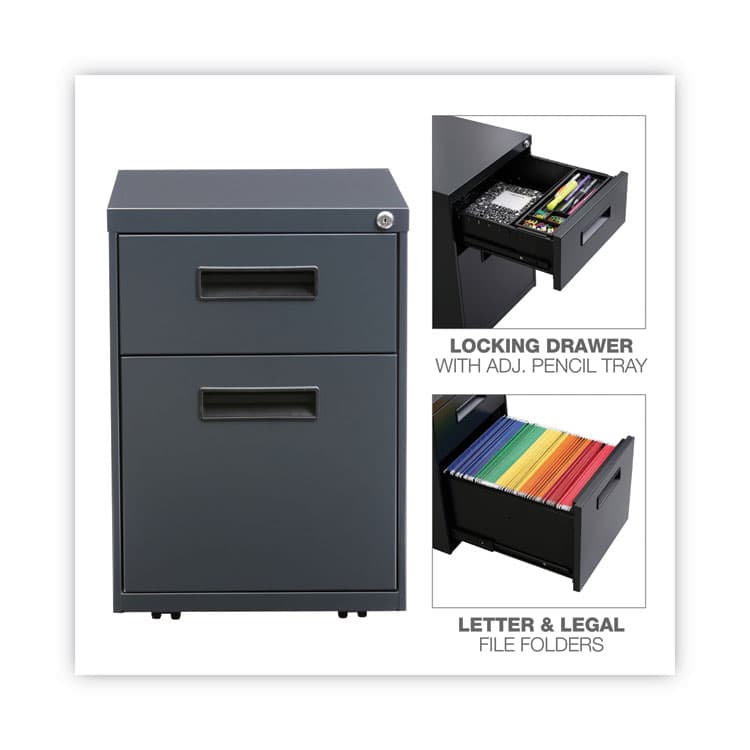 ALERA File Pedestal, Left or Right, 2-Drawers: Box/File, Legal/Letter, Charcoal, 14.96" x 19.29" x 21.65" (ALEPABFCH) thumbnail 4