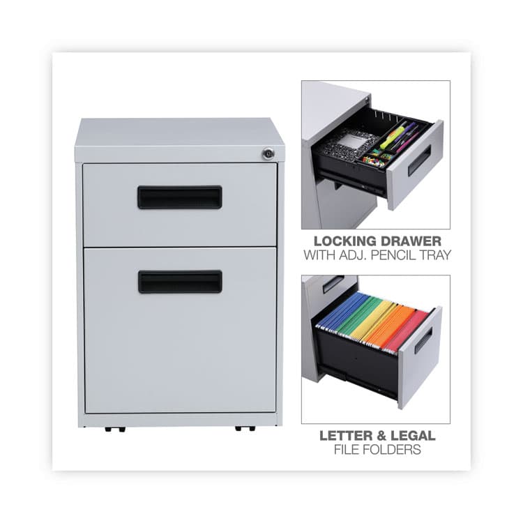 ALERA File Pedestal, Left or Right, 2-Drawers: Box/File, Legal/Letter, Light Gray, 14.96" x 19.29" x 21.65" (ALEPABFLG) thumbnail 4