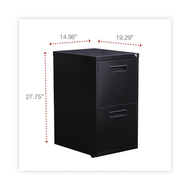 ALERA File Pedestal, Left or Right, 2 Legal/Letter-Size File Drawers, Black, 14.96" x 19.29" x 27.75" (ALEPAFFBL) thumbnail 3