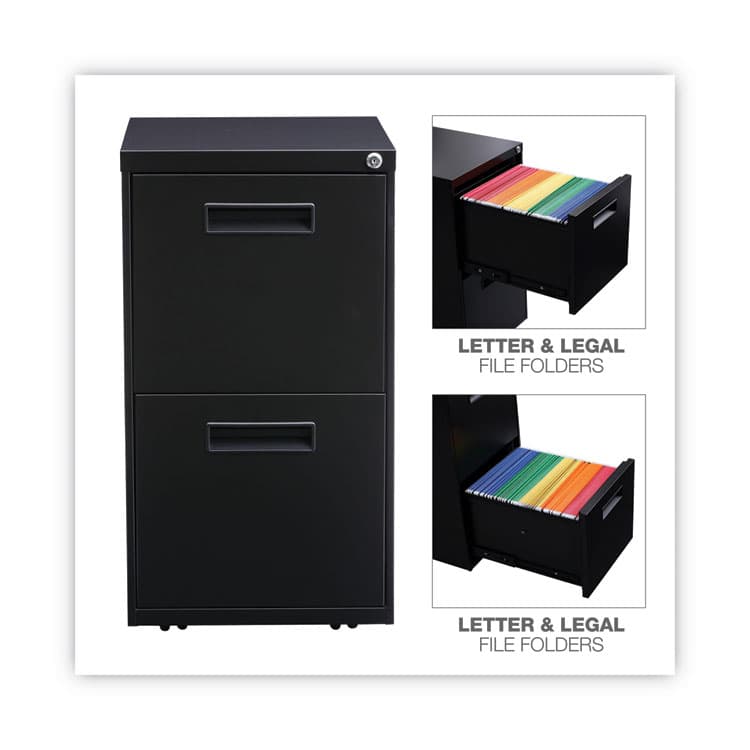ALERA File Pedestal, Left or Right, 2 Legal/Letter-Size File Drawers, Black, 14.96" x 19.29" x 27.75" (ALEPAFFBL) thumbnail 4