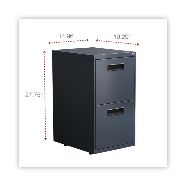 ALERA File Pedestal, Left or Right, 2 Legal/Letter-Size File Drawers, Charcoal, 14.96" x 19.29" x 27.75" (ALEPAFFCH) thumbnail 3