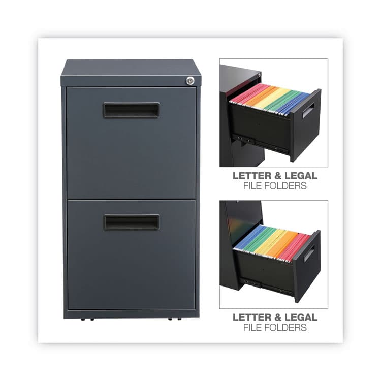 ALERA File Pedestal, Left or Right, 2 Legal/Letter-Size File Drawers, Charcoal, 14.96" x 19.29" x 27.75" (ALEPAFFCH) thumbnail 4