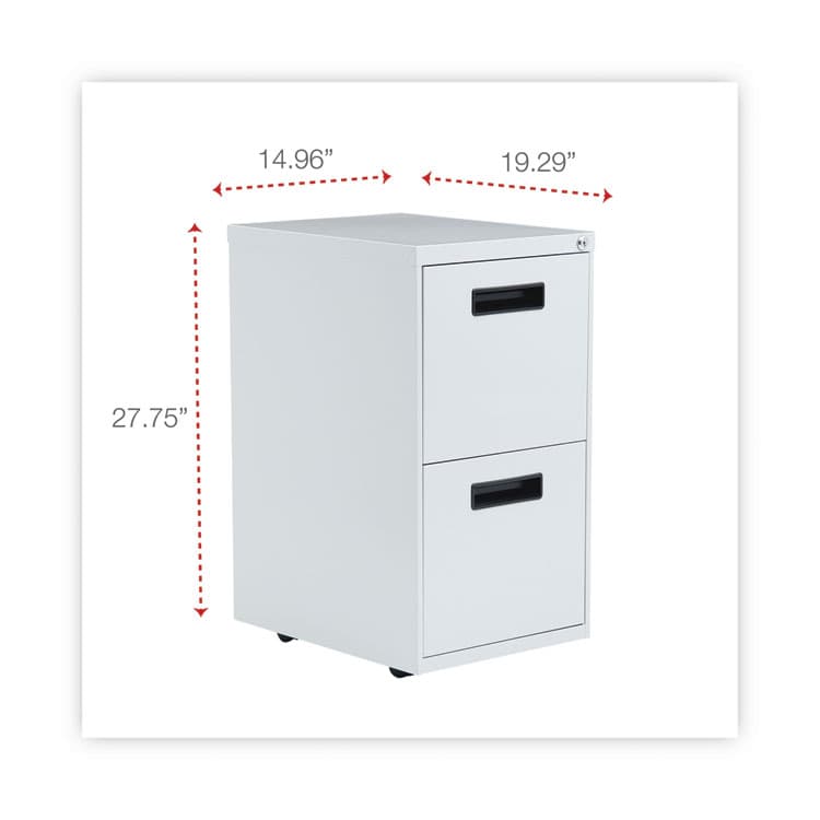 ALERA File Pedestal, Left or Right, 2 Legal/Letter-Size File Drawers, Light Gray, 14.96" x 19.29" x 27.75" (ALEPAFFLG) thumbnail 3
