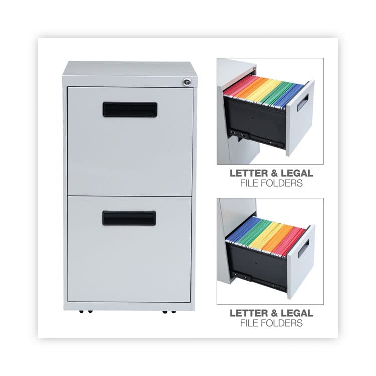 ALERA File Pedestal, Left or Right, 2 Legal/Letter-Size File Drawers, Light Gray, 14.96" x 19.29" x 27.75" (ALEPAFFLG) thumbnail 4