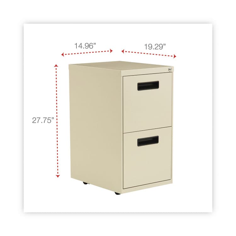 ALERA File Pedestal, Left or Right, 2 Legal/Letter-Size File Drawers, Putty, 14.96" x 19.29" x 27.75" (ALEPAFFPY) thumbnail 3