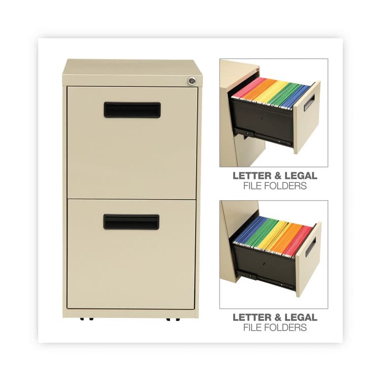 ALERA File Pedestal, Left or Right, 2 Legal/Letter-Size File Drawers, Putty, 14.96" x 19.29" x 27.75" (ALEPAFFPY) thumbnail 4