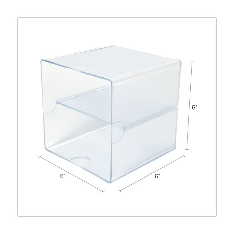 DEFLECTO CORPORATION Stackable Cube Organizer, Divided, 2 Compartments, Plastic, 6 x 6 x 6, Clear (DEF350701) thumbnail 3