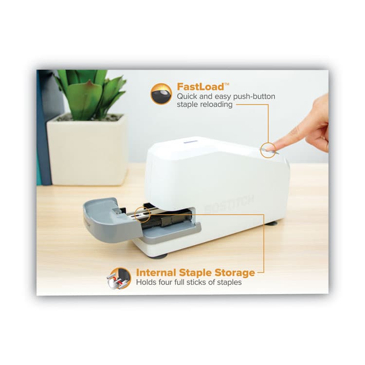 STANLEY BOSTITCH Impulse 30 Electric Stapler, 30-Sheet Capacity, White (BOS02011) thumbnail 3