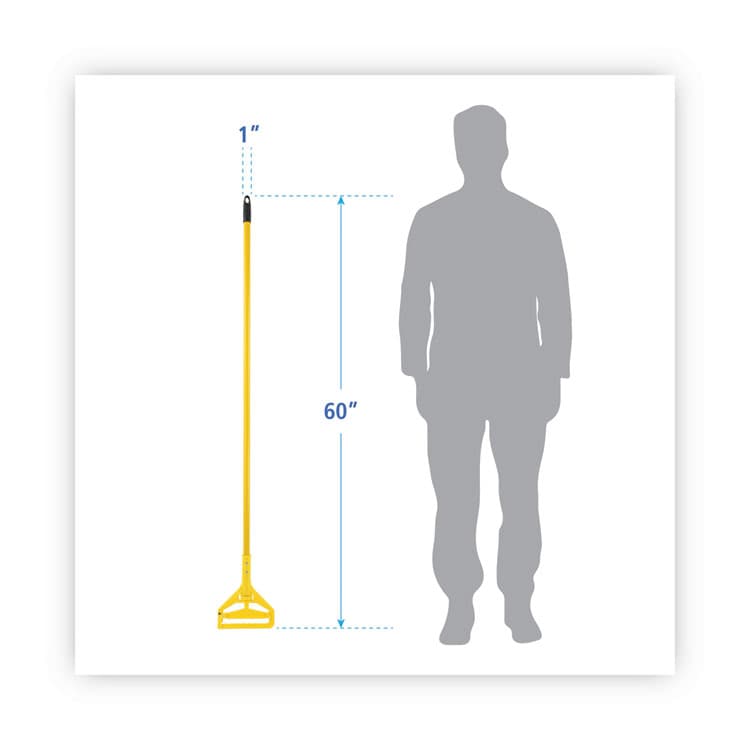 BOARDWALK Quick Change Side-Latch Plastic Mop Head Handle, 60", Yellow (BWK620) thumbnail 2