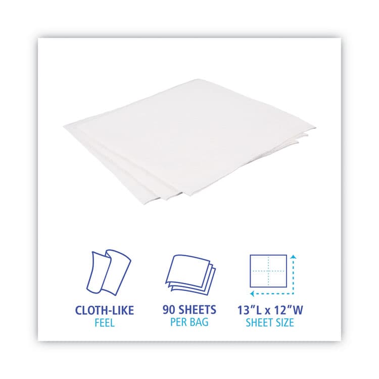BOARDWALK DRC Wipers, 12 x 13, White, 90 Bag, 12 Bags/Carton (BWKV030QPW) thumbnail 4