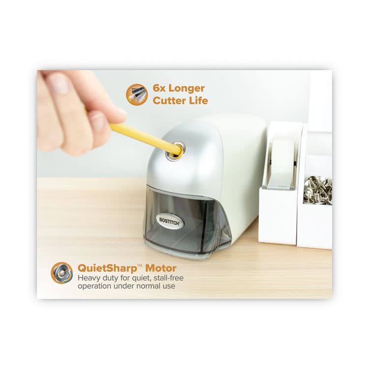 STANLEY BOSTITCH QuietSharp Executive Electric Pencil Sharpener, AC-Powered, 4 x 7.5 x 5, Gray (BOSEPS8HDGRY) thumbnail 2