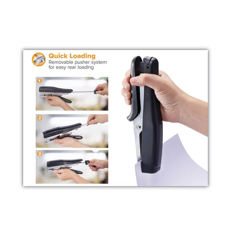 STANLEY BOSTITCH B8 Xtreme Duty Plier Stapler, Soft Rubber Handle, 45-Sheet Capacity, 0.25" to 0.38" Staples, 2.5" Throat, Black/Charcoal Gray (BOSB8HDP) thumbnail 3