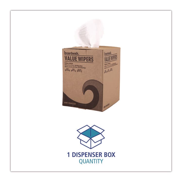 BOARDWALK DRC Wipers, Centerpull, 10 x 11.5, White, 200/Carton (BWKV040CGW) thumbnail 3