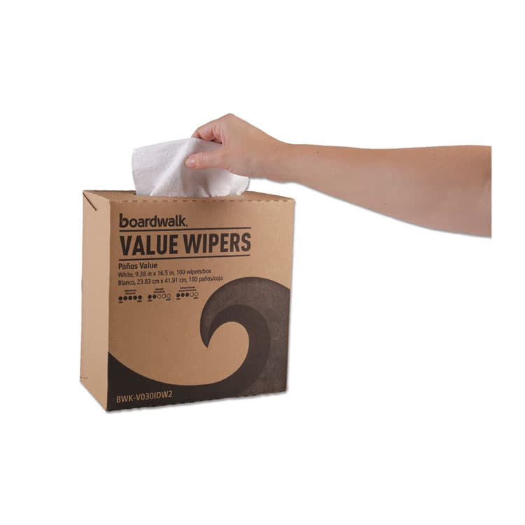 BOARDWALK DRC Wipers, 9.33 x 16.5, White, 100 Dispenser Packs, 9 Dispenser Packs/Carton (BWKV030IDW2) thumbnail 2