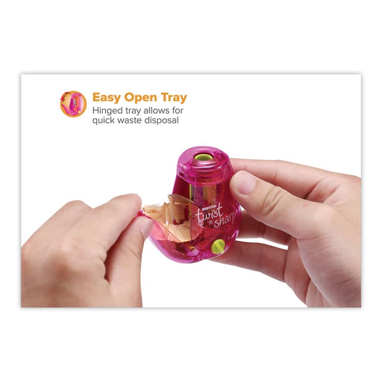 STANLEY BOSTITCH Twist-n-Sharp Pencil Sharpener, One-Hole, 3.5 x 1.25 x 5.5, Randomly Assorted Colors, 6/Pack (BOSPS1ADJPK) thumbnail 3