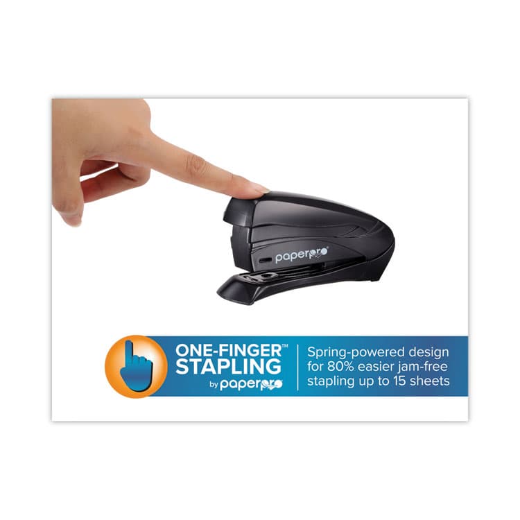 STANLEY BOSTITCH Inspire Spring-Powered Half-Strip Compact Stapler, 15-Sheet Capacity, Black (ACI1493) thumbnail 3