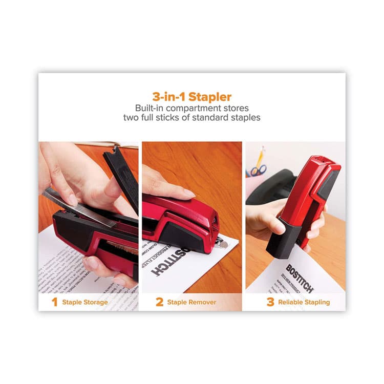 STANLEY BOSTITCH Epic Stapler, 25-Sheet Capacity, Red (BOSB777RED) thumbnail 2