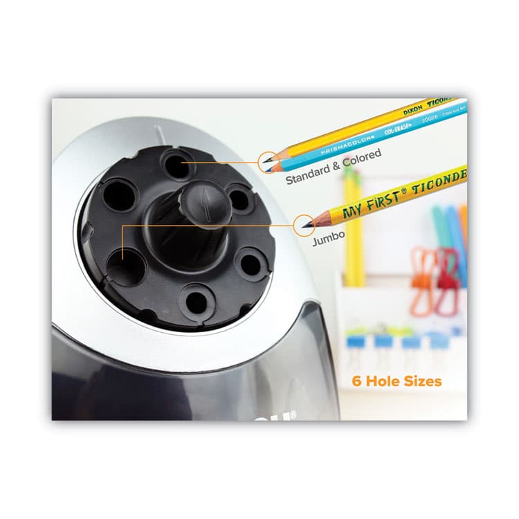 STANLEY BOSTITCH Super Pro 6 Commercial Electric Pencil Sharpener, AC-Powered, 6.13 x 10.69 x 9, Gray/Black (BOSEPS12HC) thumbnail 4