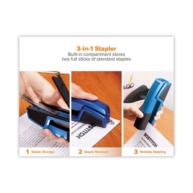 STANLEY BOSTITCH Epic Stapler, 25-Sheet Capacity, Blue (BOSB777BLUE) thumbnail 2