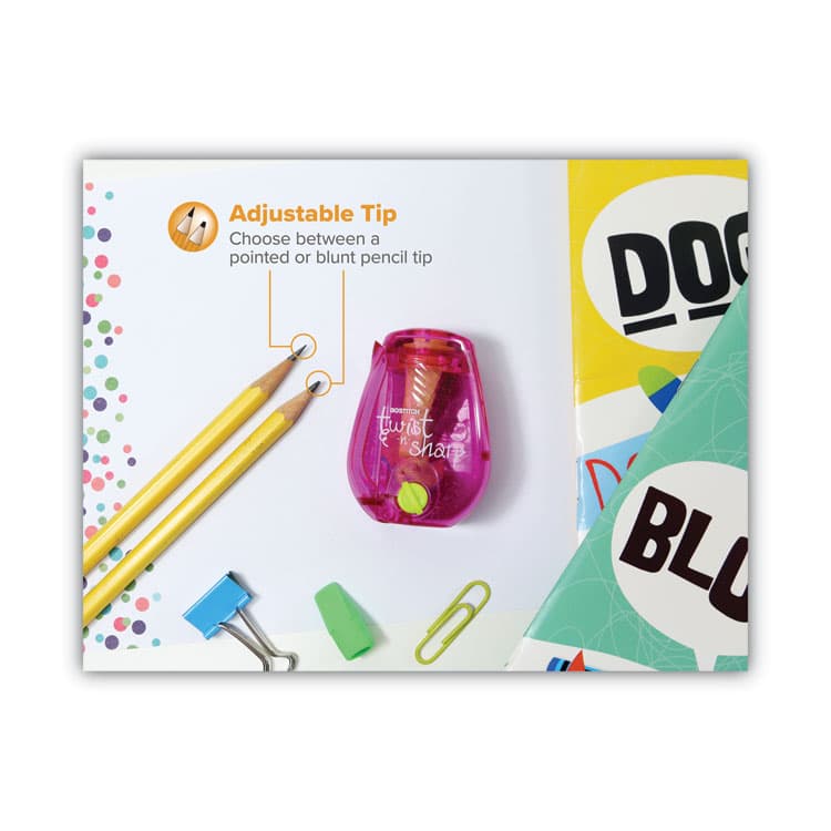 STANLEY BOSTITCH Twist-n-Sharp Pencil Sharpener, One-Hole, 3.5 x 1.25 x 5.5, Randomly Assorted Colors, 3/Box (BOSPS1ADJ3PK) thumbnail 2