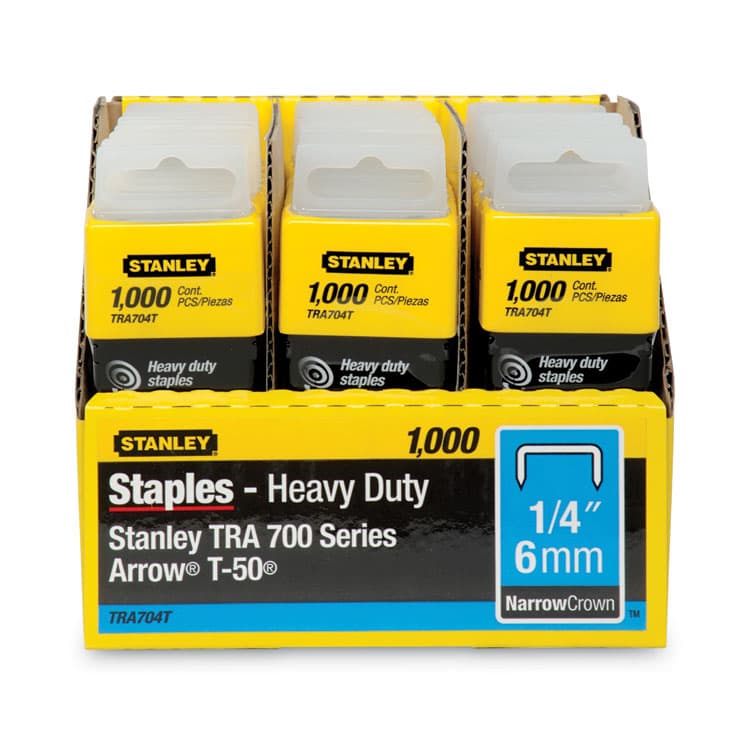 STANLEY BOSTITCH SharpShooter Heavy-Duty Tacker Staples, 0.25" Leg, 0.5" Crown, Steel, 1,000/Box (BOSTRA704T) thumbnail 4