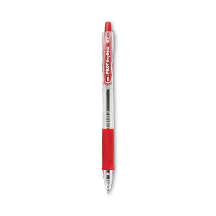 PILOT CORP. OF AMERICA EasyTouch Ballpoint Pen, Retractable, Medium 1 mm, Red Ink, Clear Barrel, Dozen (PIL32222)