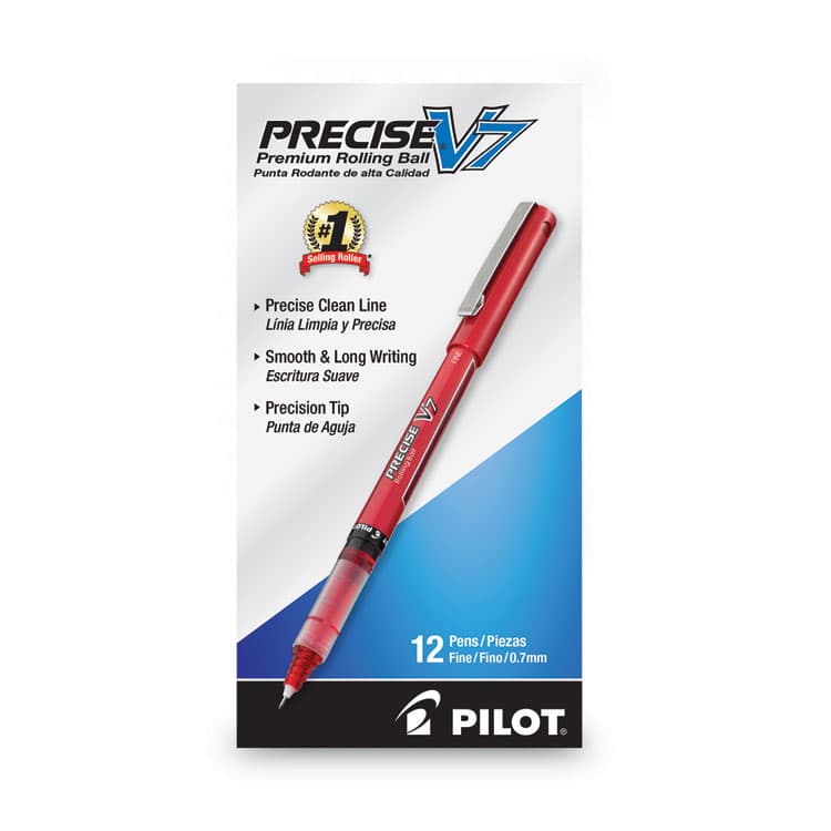 PILOT CORP. OF AMERICA Precise V7 Rollerball Pen, Stick, Fine 0.7 mm, Red Ink, Red/Clear Barrel, Dozen (PIL35352) thumbnail 2