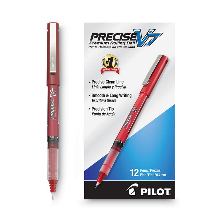 PILOT CORP. OF AMERICA Precise V7 Rollerball Pen, Stick, Fine 0.7 mm, Red Ink, Red/Clear Barrel, Dozen (PIL35352) thumbnail 4