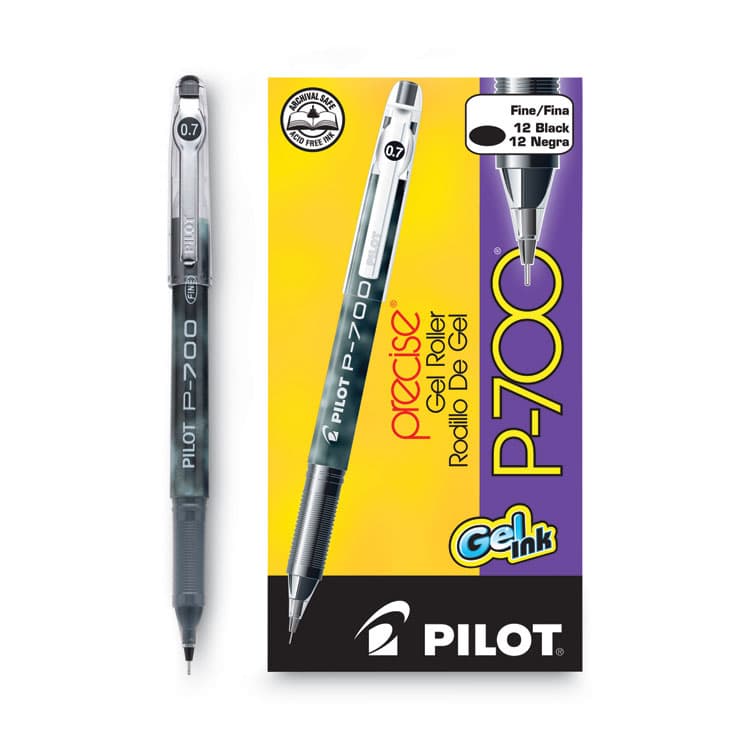 PILOT CORP. OF AMERICA Precise P-700 Gel Pen, Stick, Fine 0.7 mm, Black Ink, Black Barrel, Dozen (PIL38610) thumbnail 4