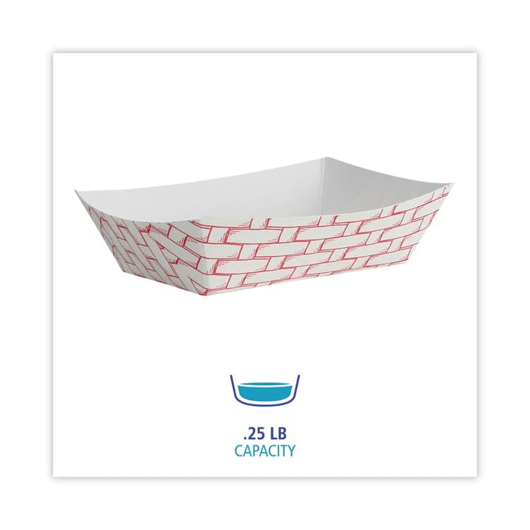 BOARDWALK Paper Food Baskets, 0.25 lb Capacity, 2.69 x 4 x 1.05, Red/White, 1,000/Carton (BWK30LAG025) thumbnail 3