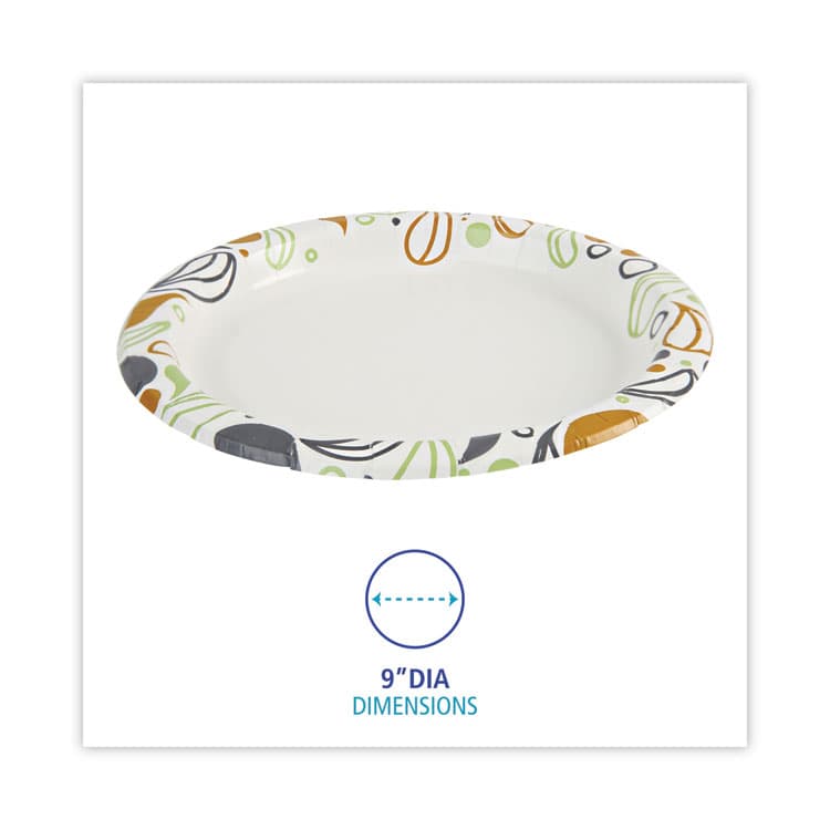 BOARDWALK Deerfield Printed Paper Plates, 9" dia, Coated/Soak Proof, White/Yellow/Green/Purple, 125/Pack, 8 Packs/Carton (BWKDEER9PLT) thumbnail 4