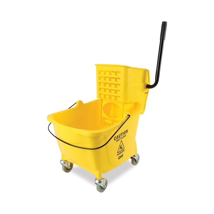 BOARDWALK Pro-Pac Side-Squeeze Wringer/Bucket Combo, 8.75 gal, Yellow/Silver (BWK2635COMBOYEL)