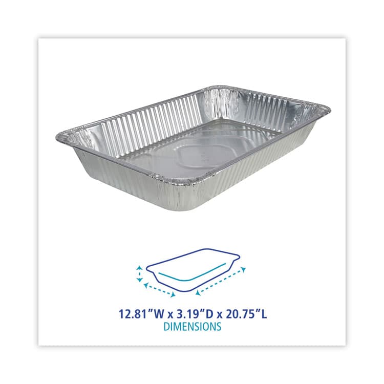 BOARDWALK Aluminum Steam Table Pans, Full-Size Deep, 620 Gauge, 3.19" Deep, 12.81 x 20.75, 50/Carton (BWKSTEAMFLDP) thumbnail 4