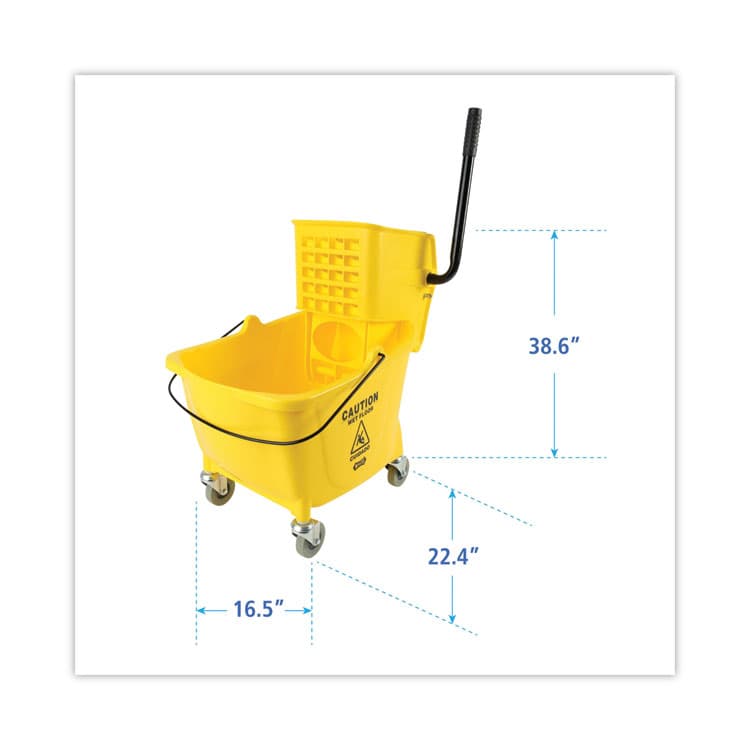 BOARDWALK Pro-Pac Side-Squeeze Wringer/Bucket Combo, 8.75 gal, Yellow/Silver (BWK2635COMBOYEL) thumbnail 2