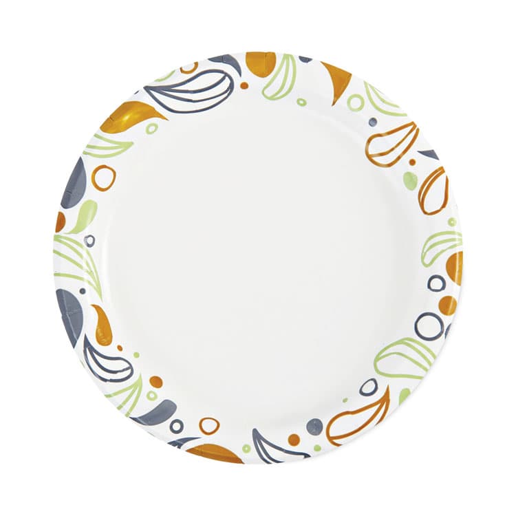 BOARDWALK Deerfield Printed Paper Plates, 6" dia, Coated/Soak Proof, White/Yellow/Green/Purple, 250/Pack, 4 Packs/Carton (BWKDEER6PLT) thumbnail 2