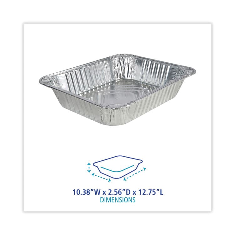 BOARDWALK Aluminum Steam Table Pans, Half-Size Deep, 400 Gauge, 2.56" Deep, 10.38 x 12.75, 100/Carton (BWKSTEAMHFDP) thumbnail 2