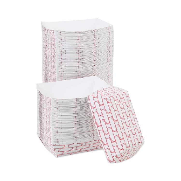 BOARDWALK Paper Food Baskets, 2 lb Capacity, Red/White, 1,000/Carton (BWK30LAG200)