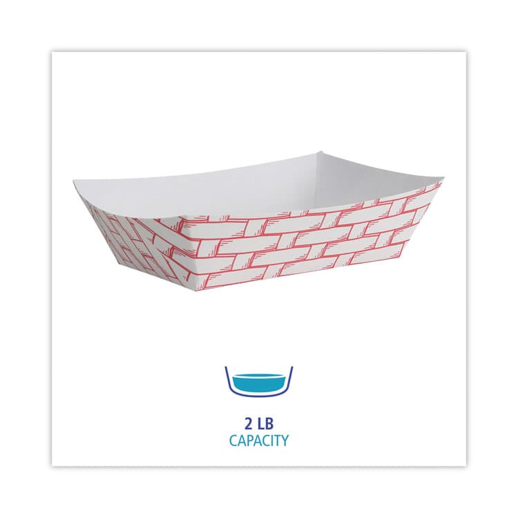 BOARDWALK Paper Food Baskets, 2 lb Capacity, Red/White, 1,000/Carton (BWK30LAG200) thumbnail 2