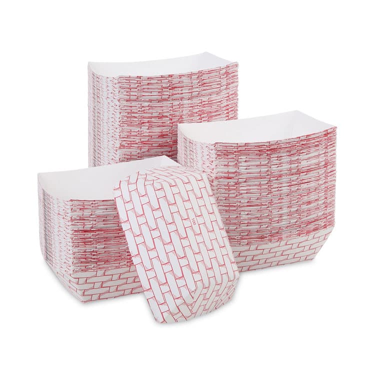 BOARDWALK Paper Food Baskets, 1 lb Capacity, Red/White, 1,000/Carton (BWK30LAG100)