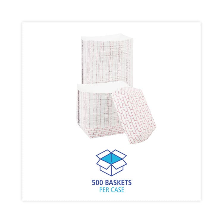 BOARDWALK Paper Food Baskets, 3 lb Capacity, Red/White, 500/Carton (BWK30LAG300) thumbnail 3
